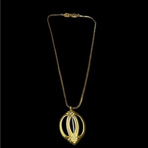 Givenchy 1980 Gold and Black Pendant Necklace